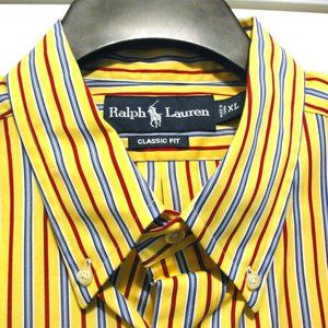 Polo LS XL Classic Fit Yellow Blue Red White.